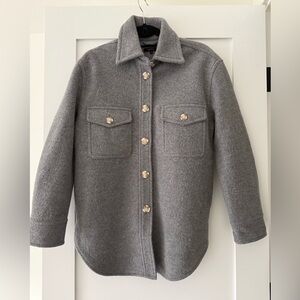 Gray Button-Up Wool Jacket